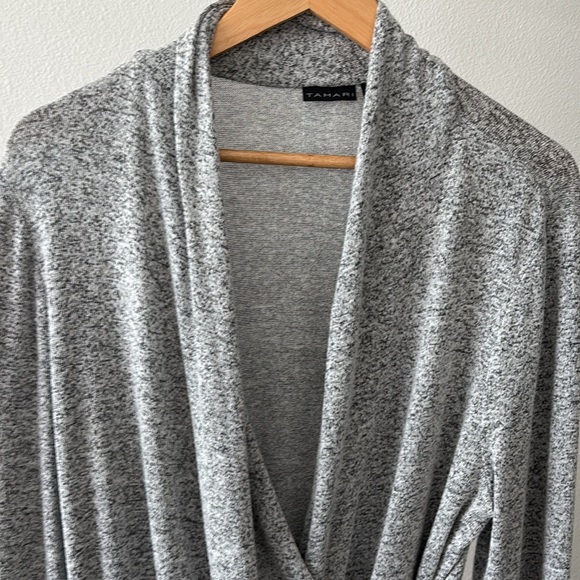 Tahari Sweater L Draped Surplice Front Modern Boho Sultry Minimalist Street Chic - Picture 7 of 15